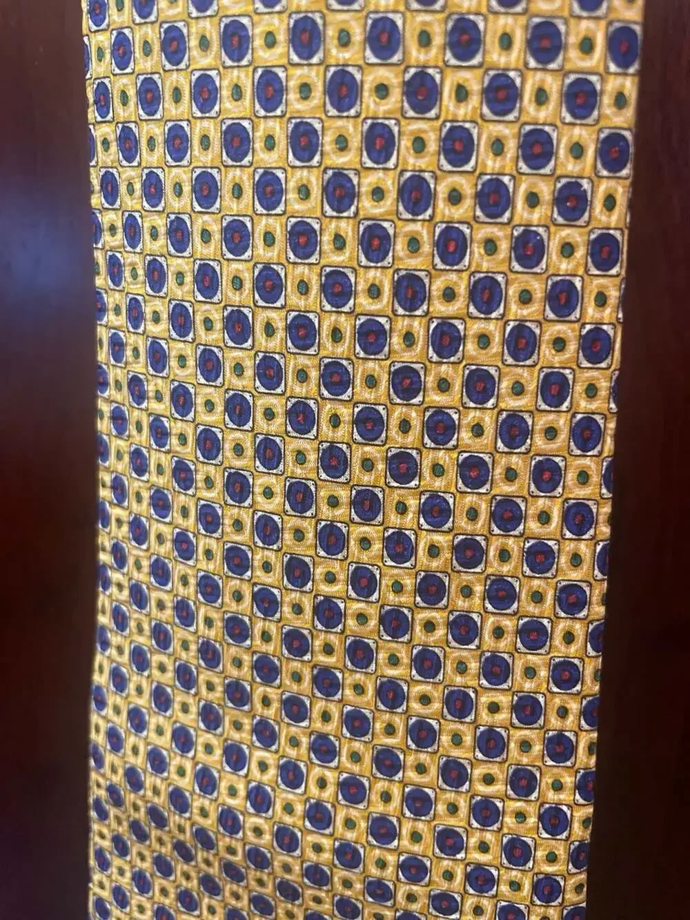 Vintage Polo Ralph Lauren Hand Made Silk Tie with Geometric Medallion Pattern